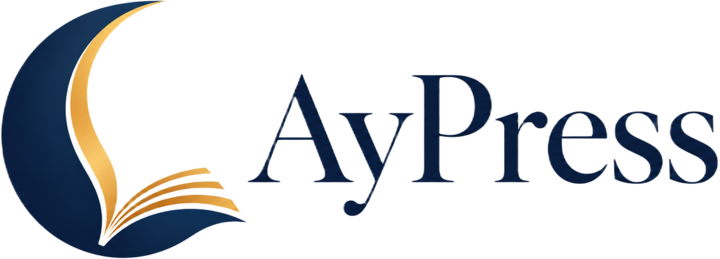 AyPress logo: a crescent moon cradling the pages of an open book